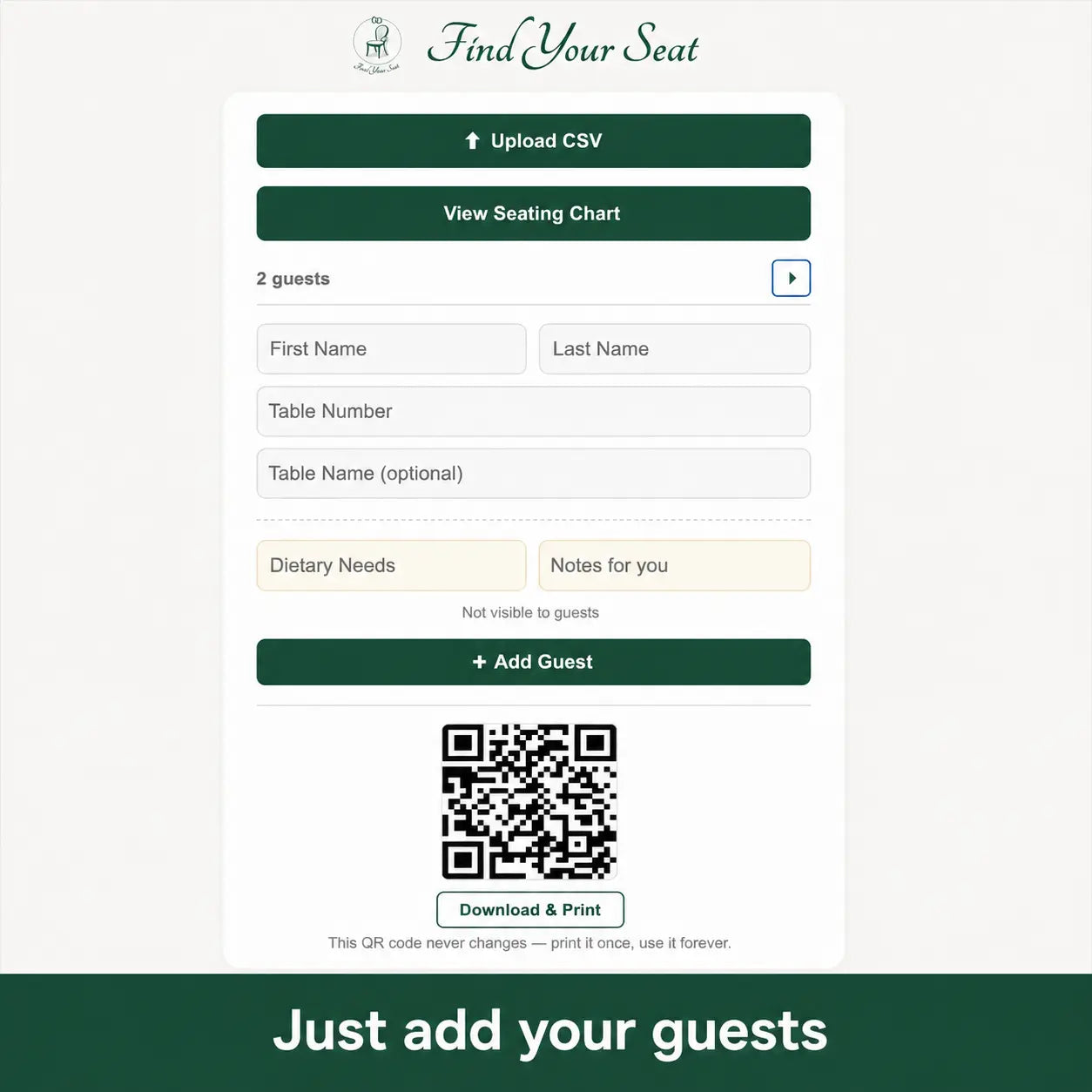 Find Your Seat Qr
